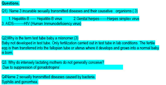 REPRODUCTIVE HEALTH  IMPORTANT TERMS TO REMEMBER